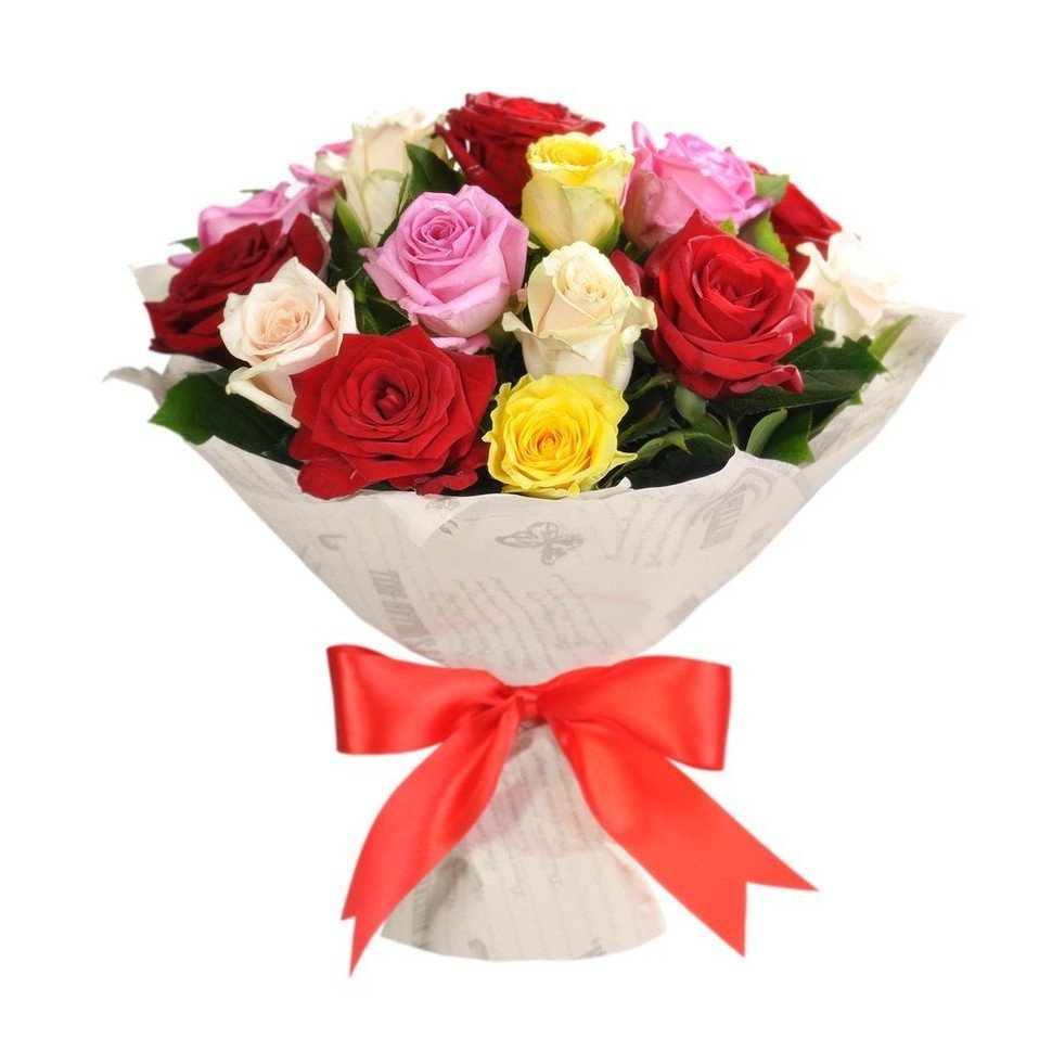 Букет микс из 21 розы 40см