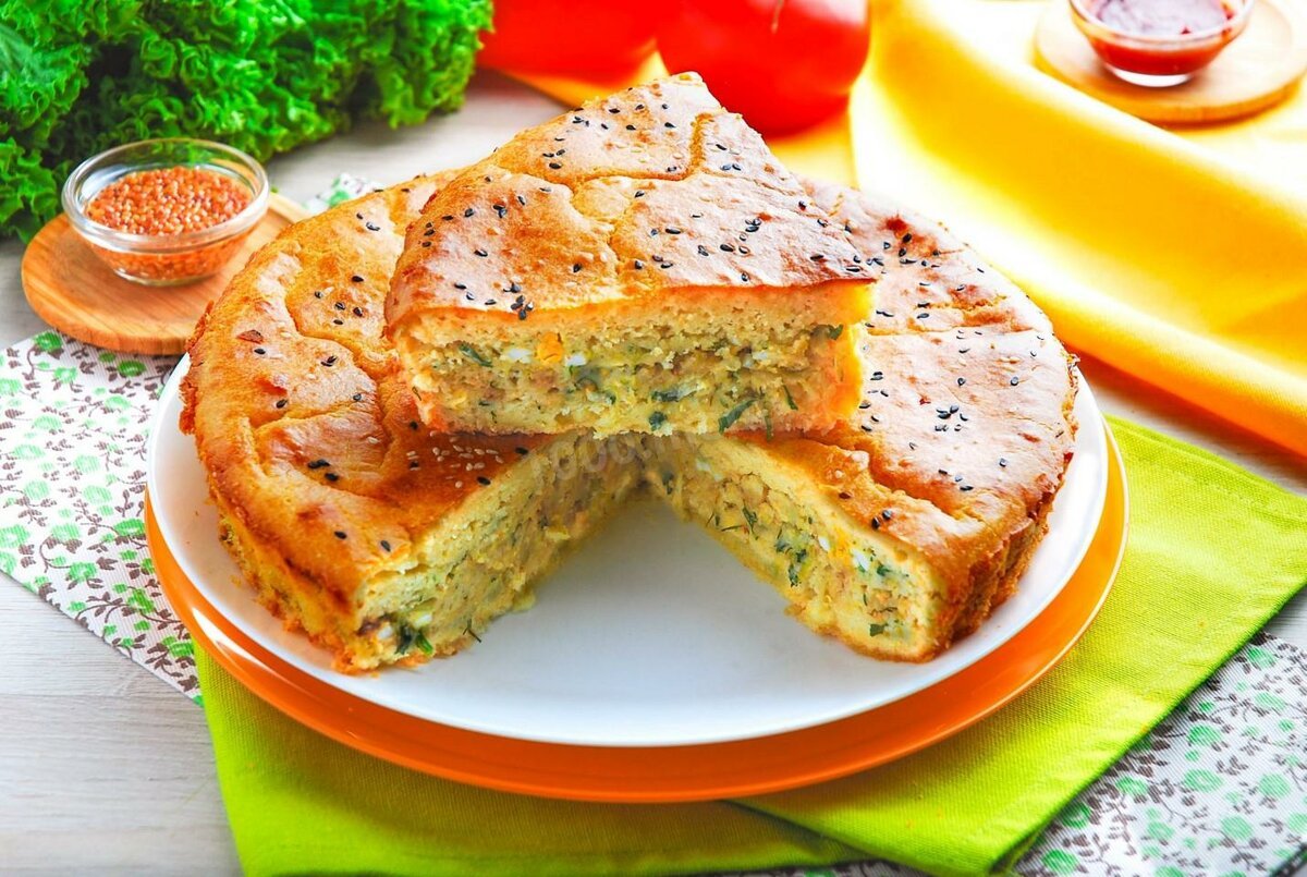 Заливной пирог с капустой