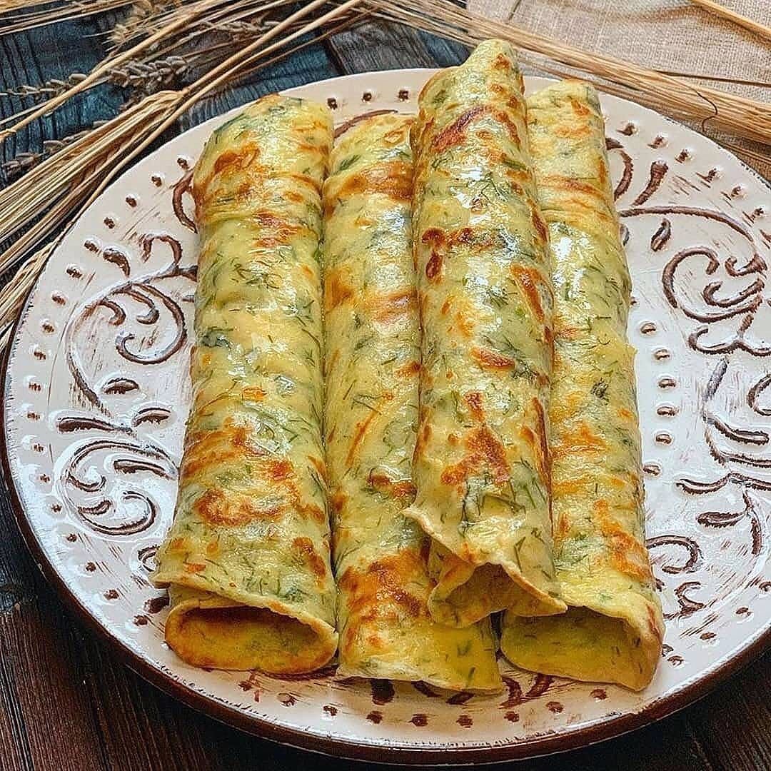 Блинчики с сулугуни и шпинатом