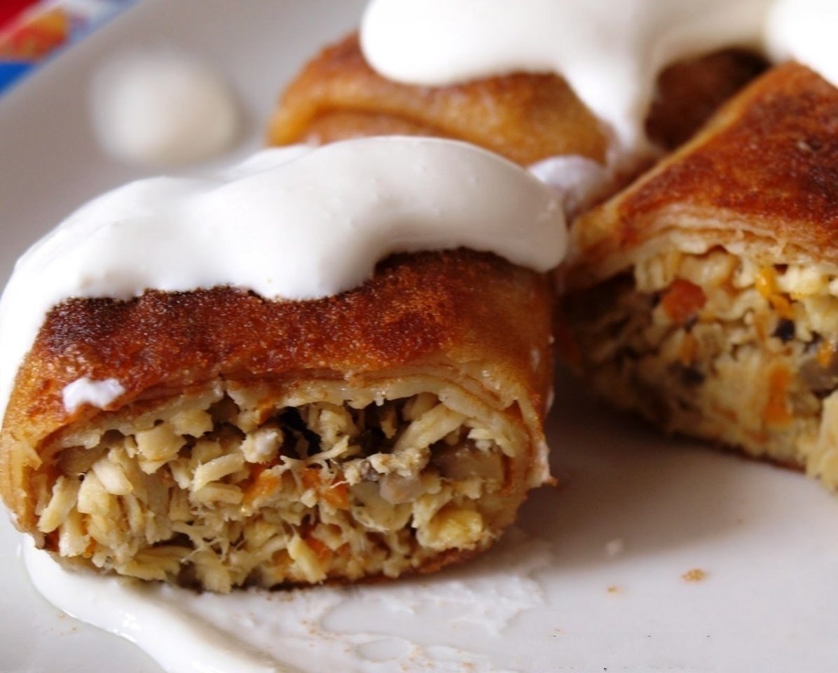 Блины фаршированные пюре картофельным