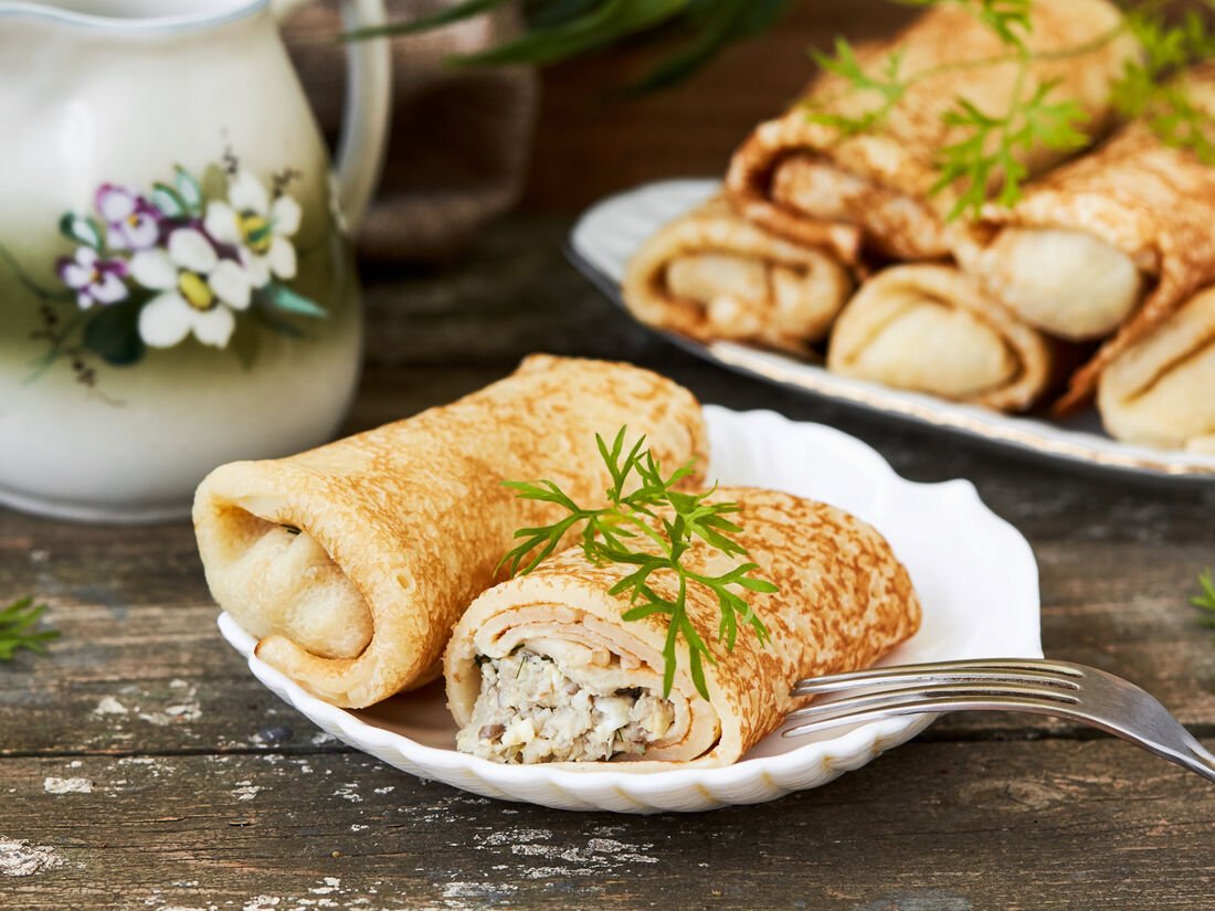 Блины с картофельным пюре