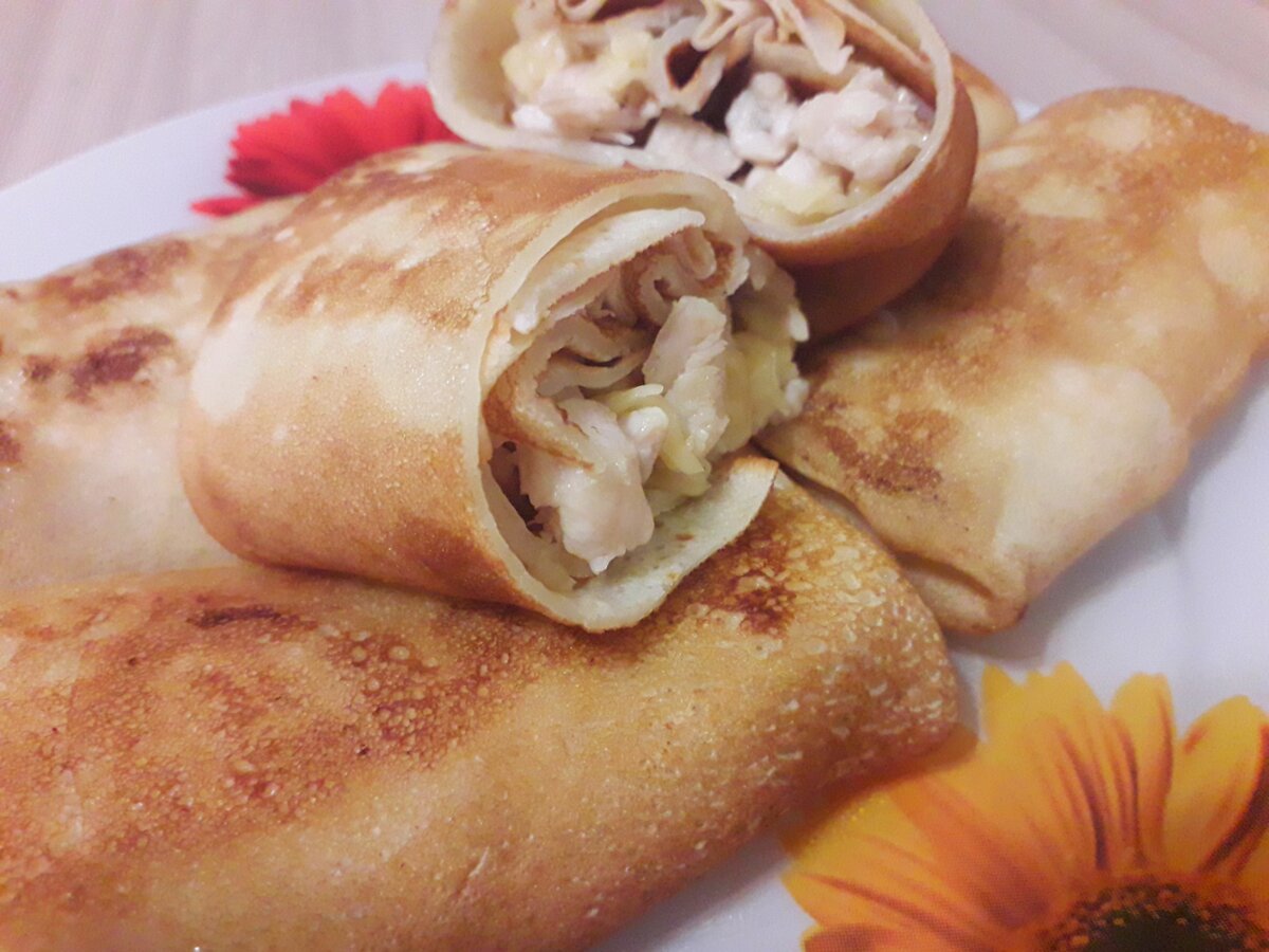 Блинчики с куриным фаршем