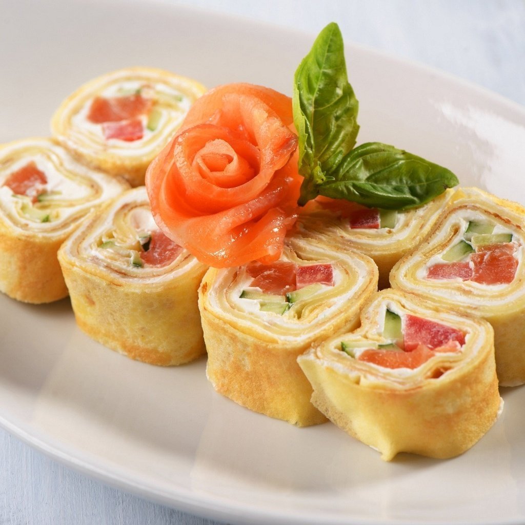 Блинчики с семгой и сливочным сыром