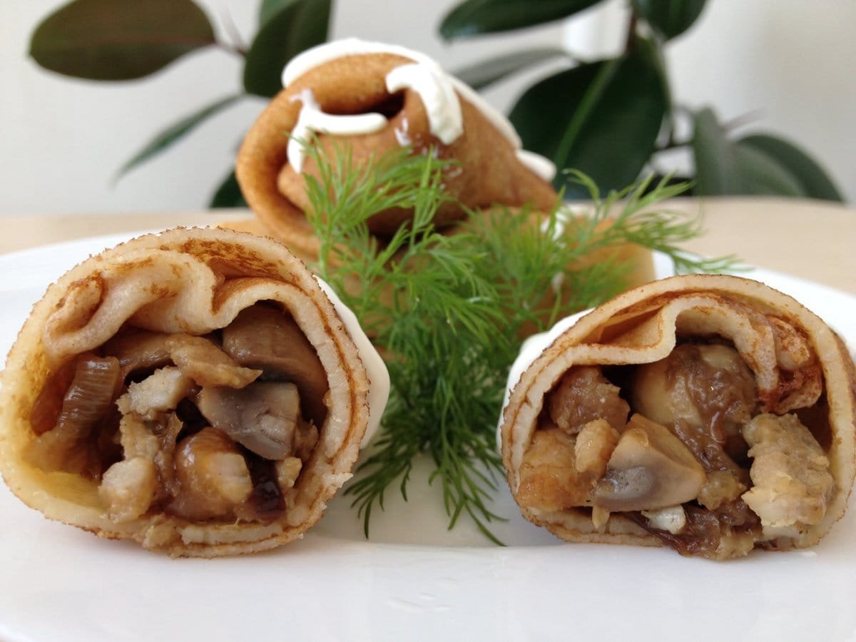 Блины фаршированные овощами