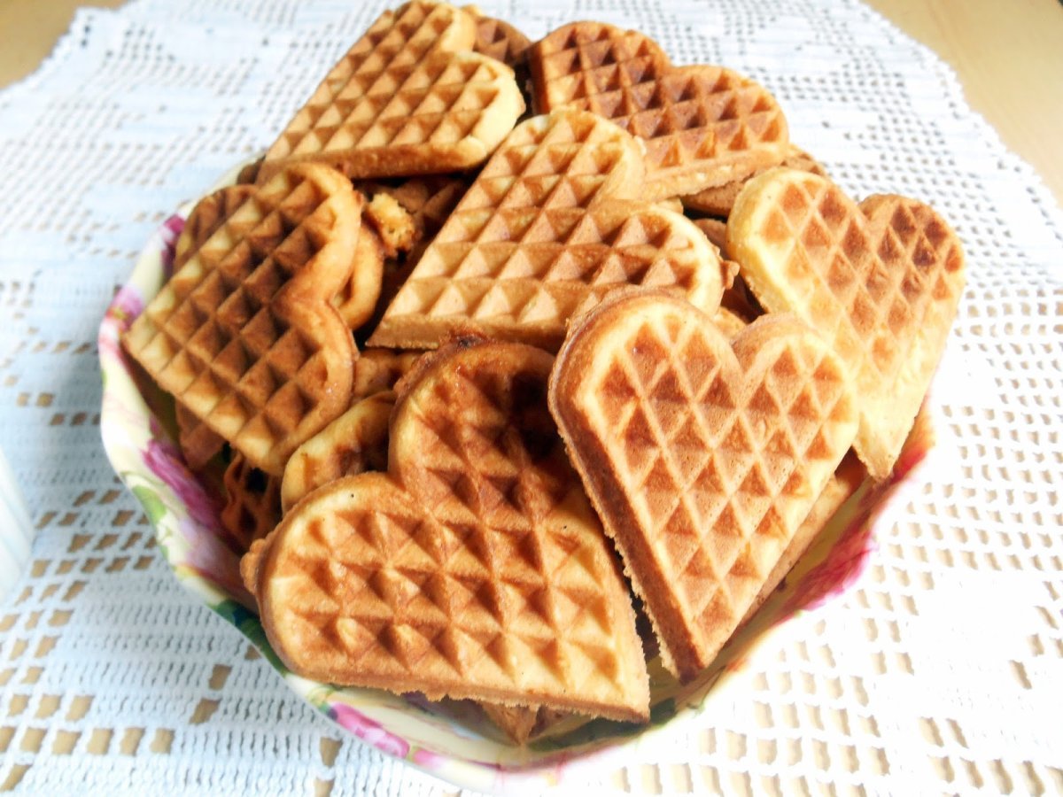 Печенья сердечки в вафельнице