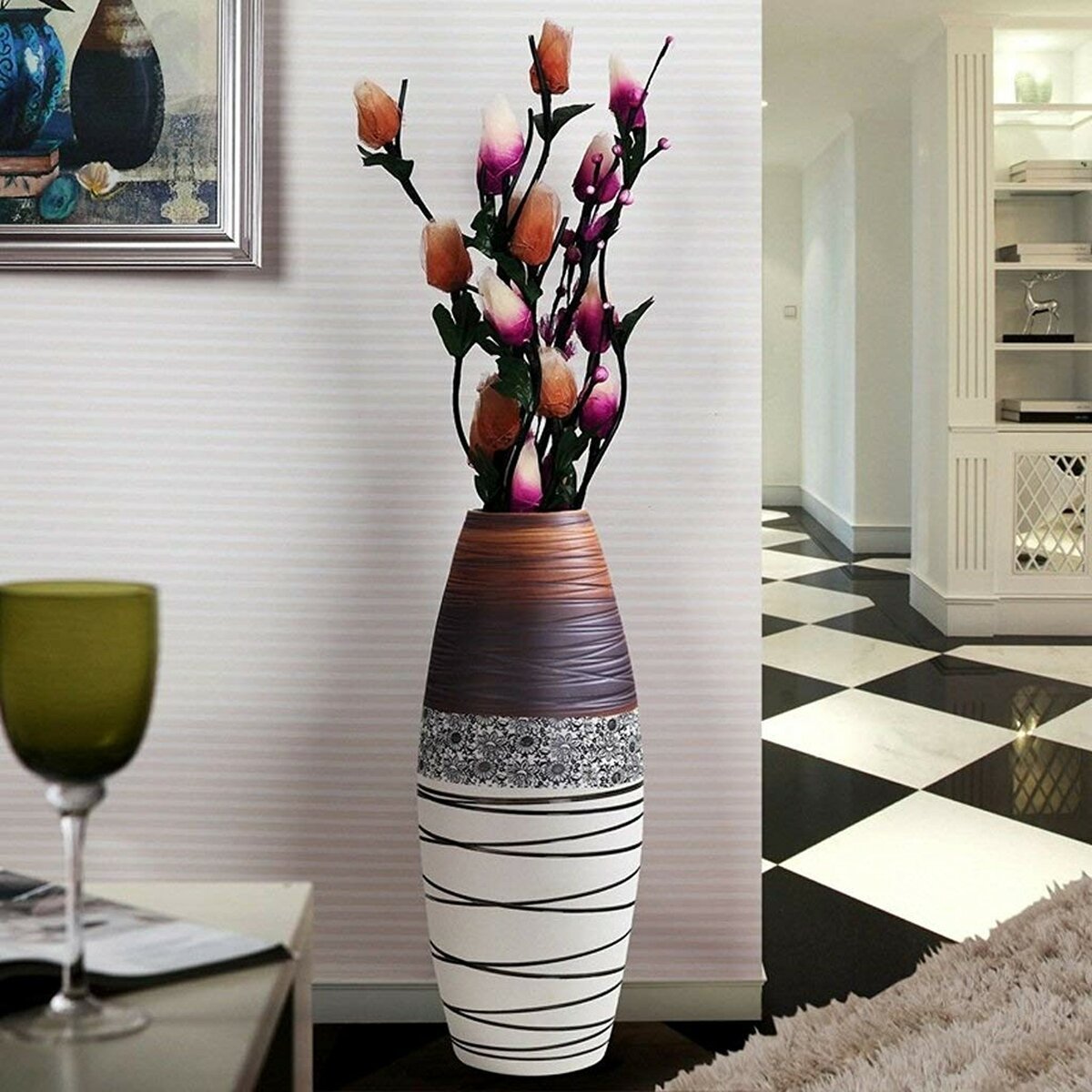 Высокая ваза для цветов напольная