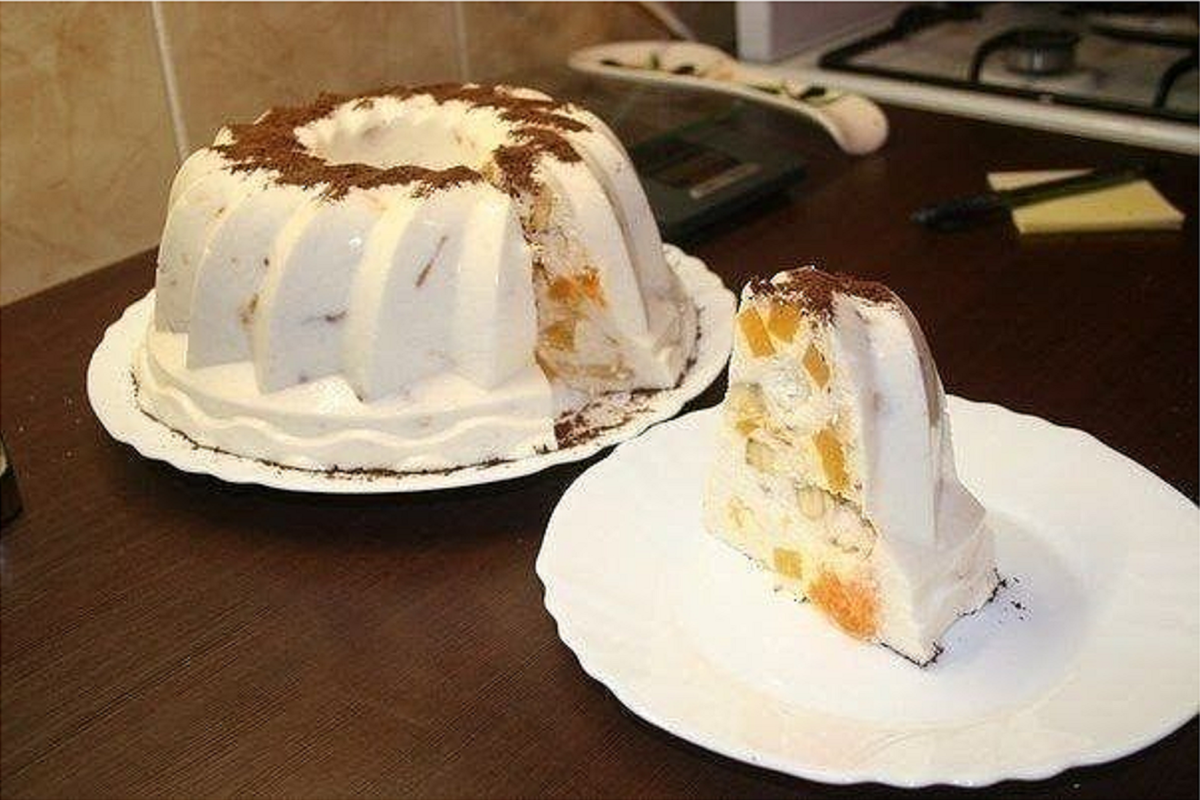 Бланманже творожное с фруктами