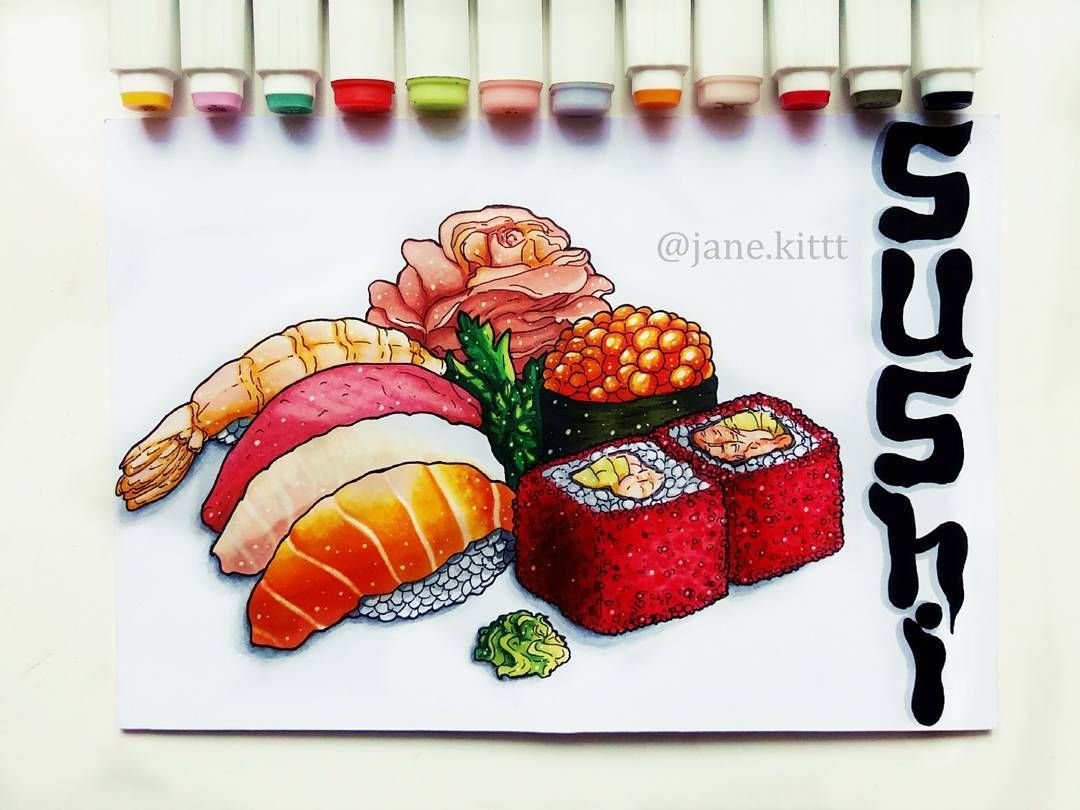 Рисунок роллов для срисовки