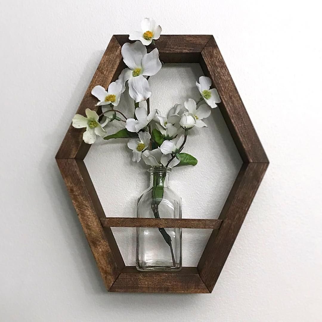 Hexagon Wood Decor Vase