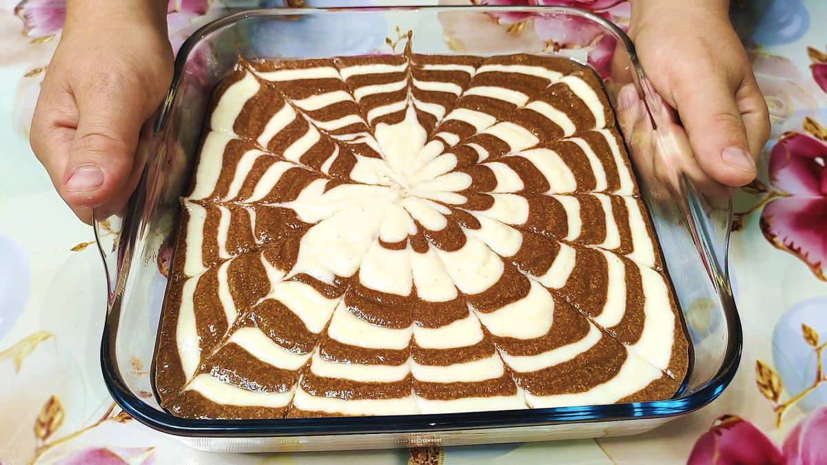 Пирог Зебра с кукурузной мукой