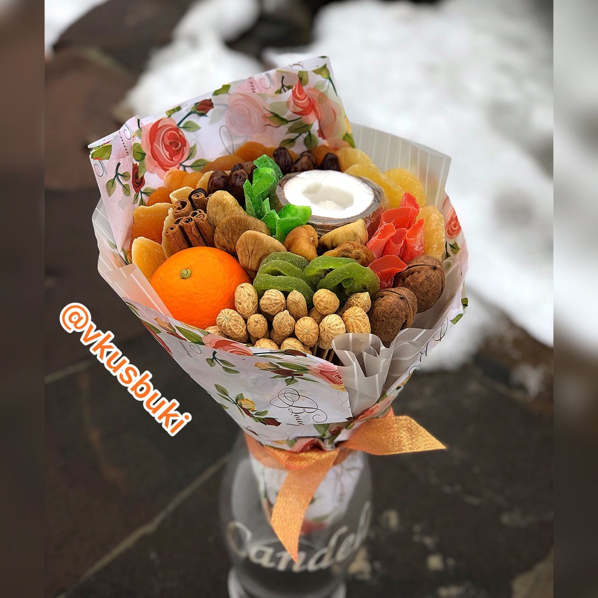 Мини букеты с сухофруктами в стаканчике