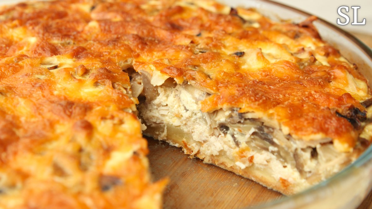КИШ С курицей и грибами