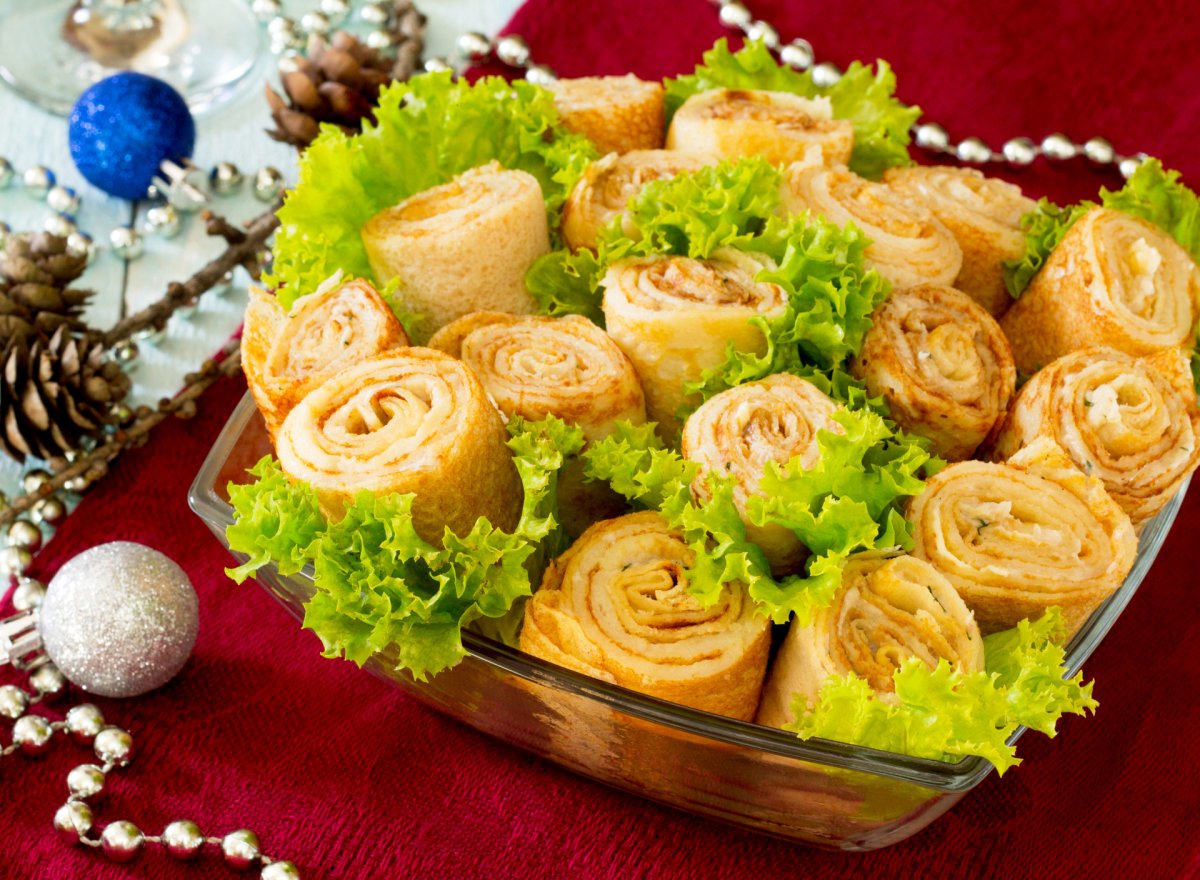 Блинные мешочки с курицей
