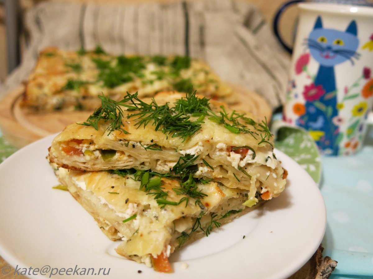 Пирог из лаваша с сыром