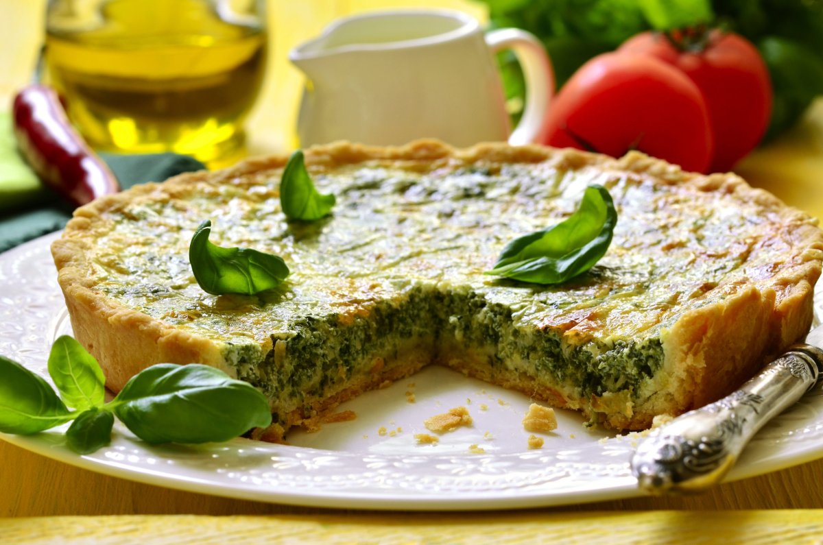 КИШ С творожным сыром и шпинатом