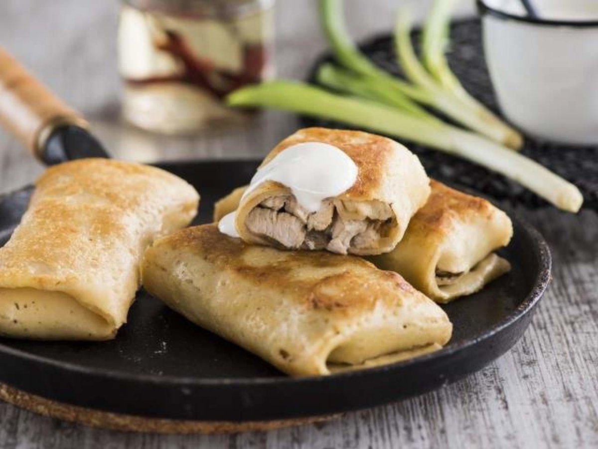 Блинчики с курицей и грибами