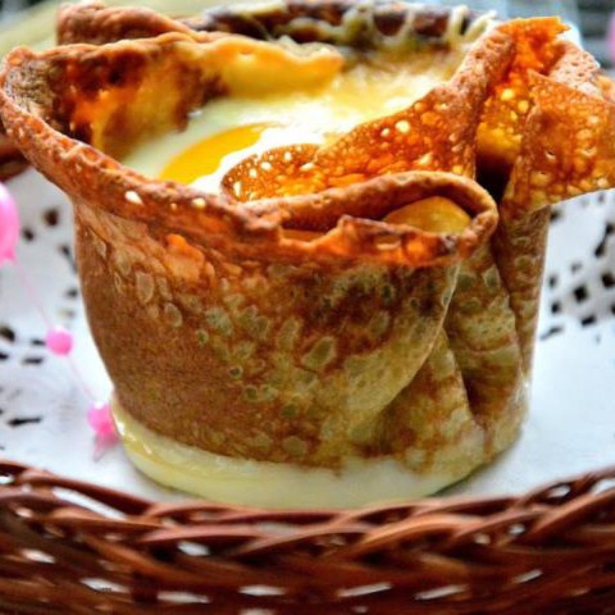 Блинчики мешочки с грибами новый год