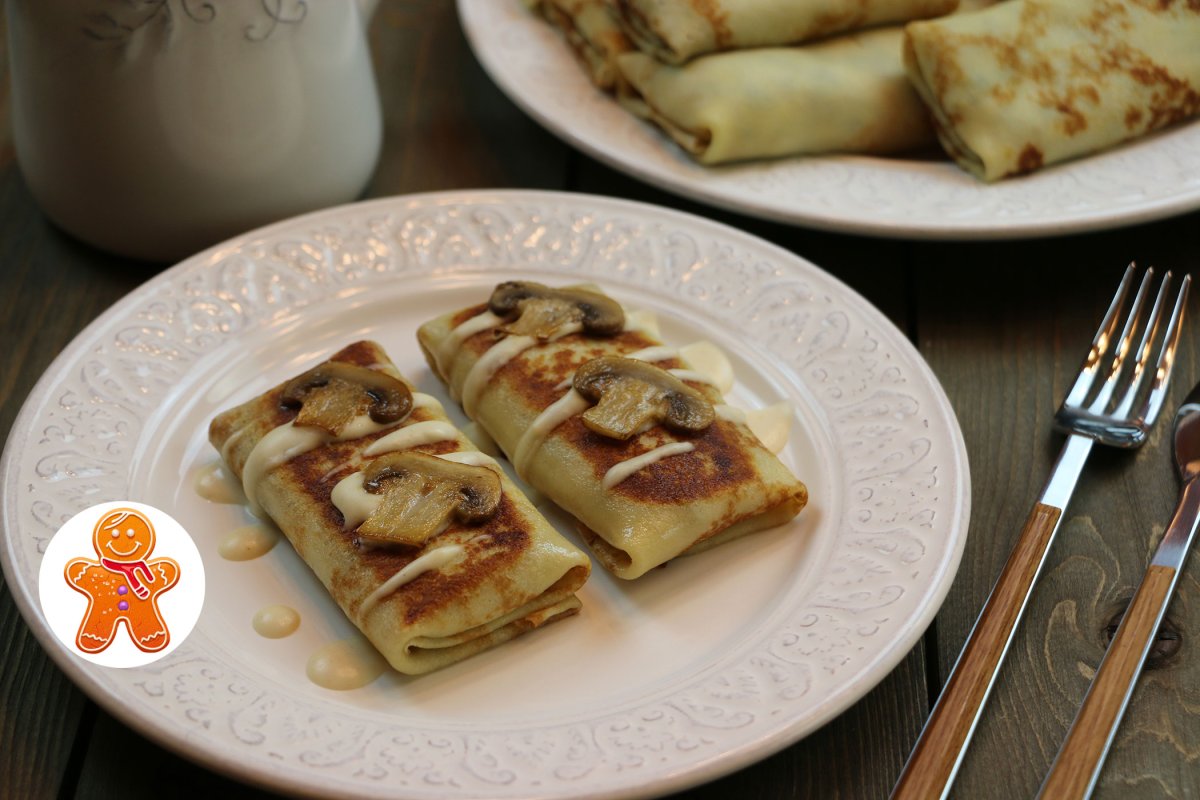 Фаршированные блинчики мясо с грибами