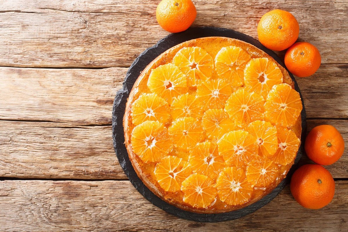 Заливной пирог с мандаринами