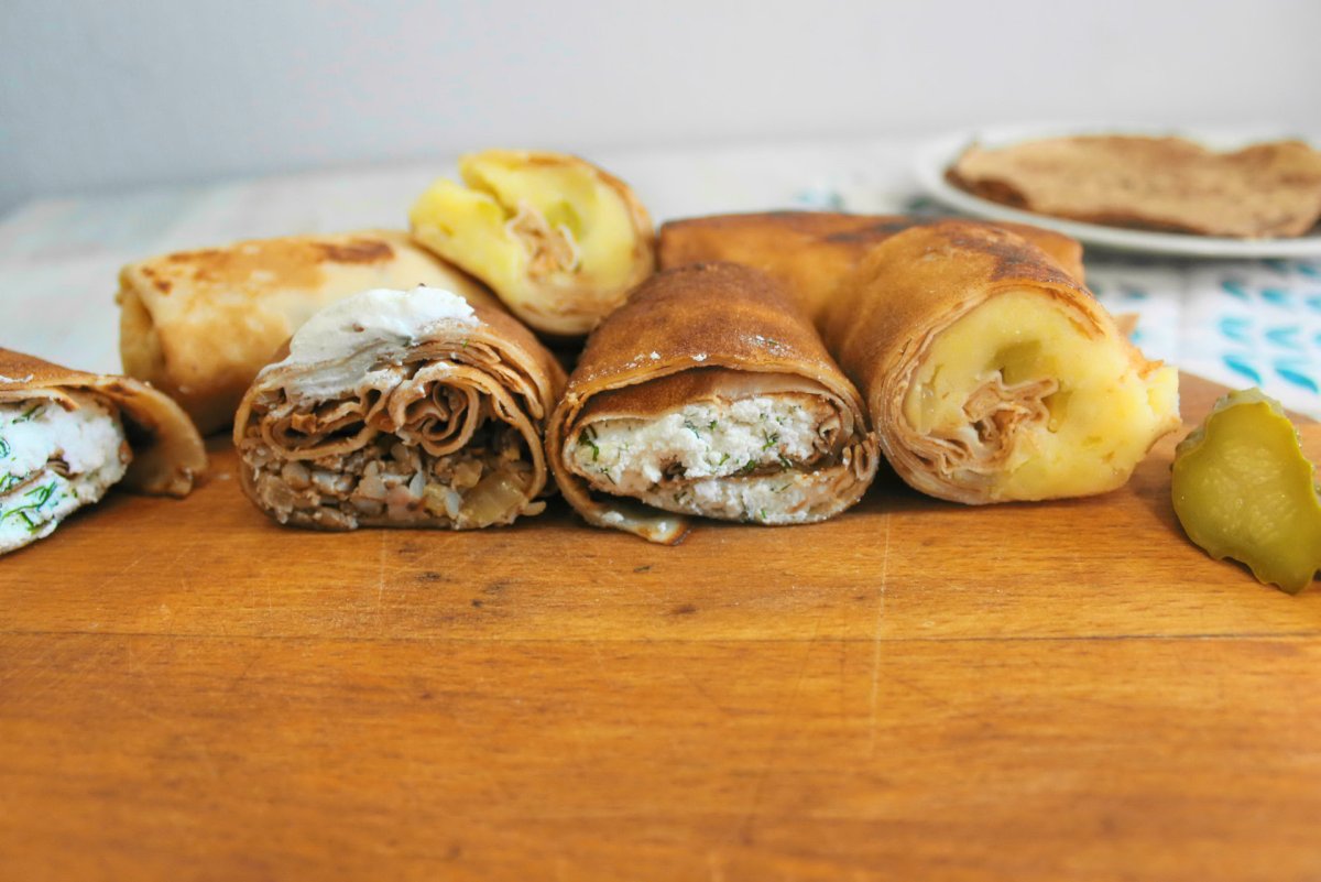 Блины фаршированные овощами