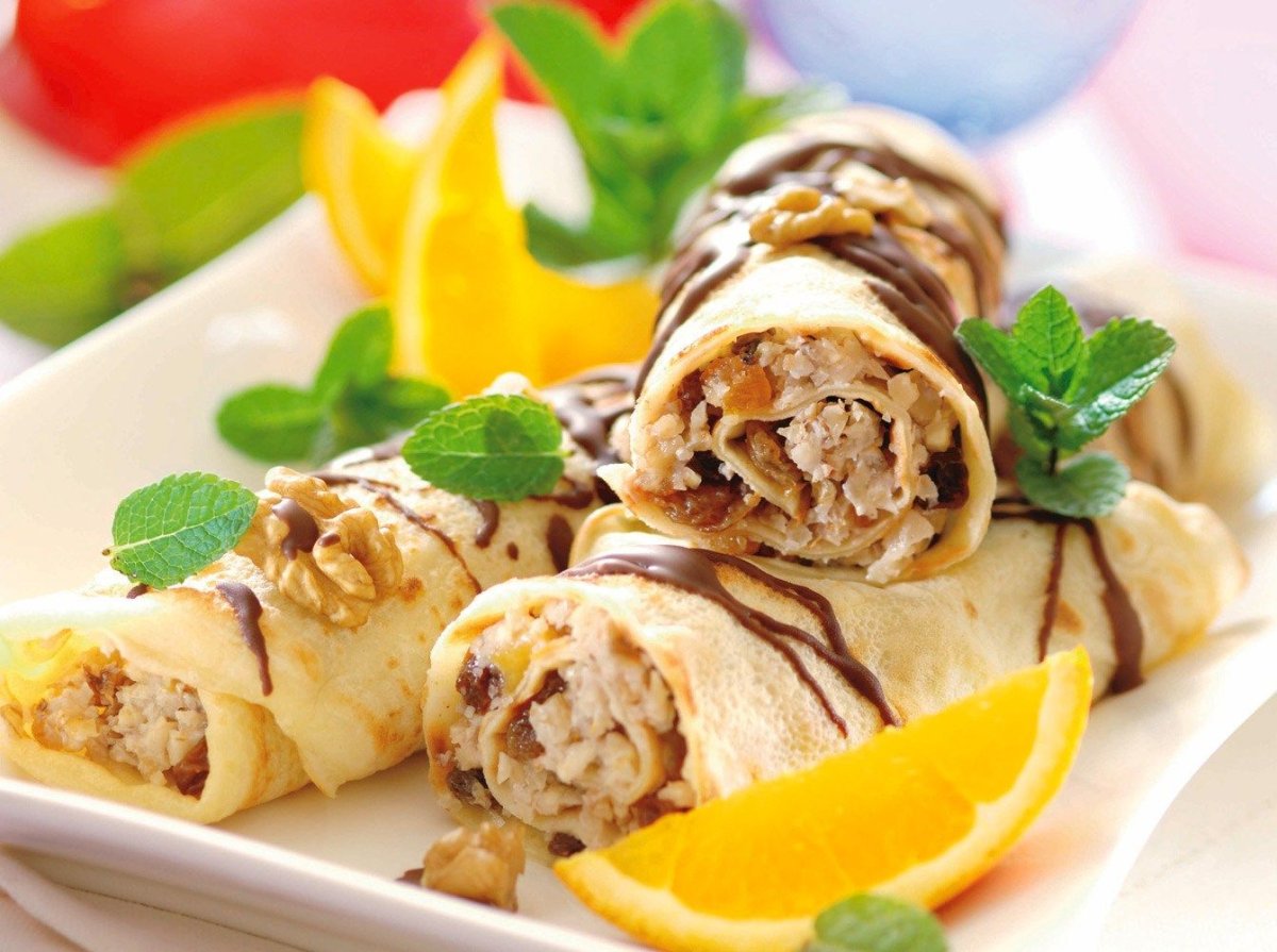 Блины фаршированные мясом