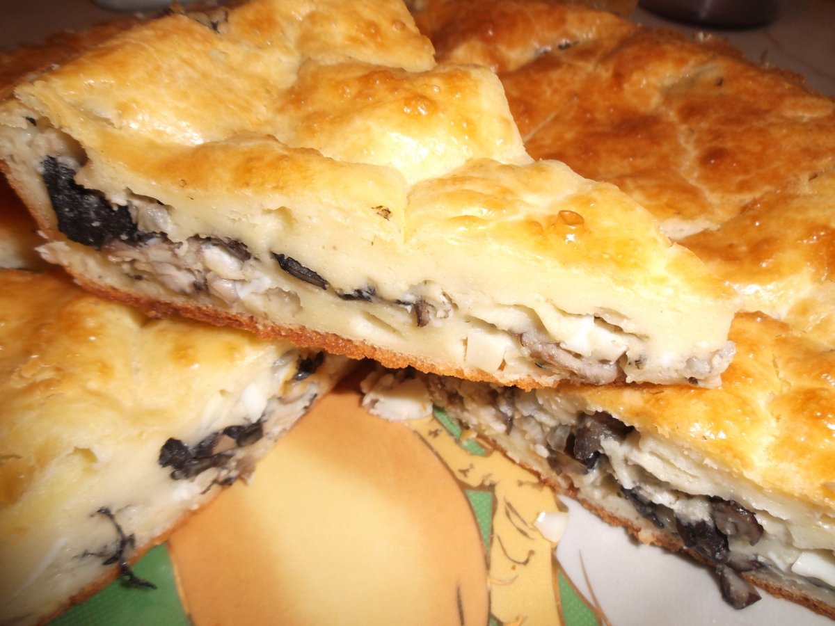 Пирог с грибами красиво