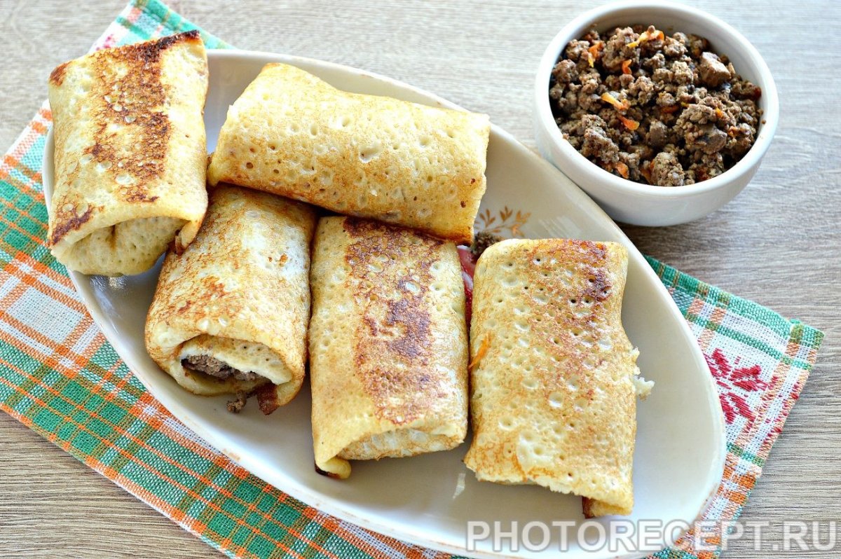 Блинчики с курицей и грибами