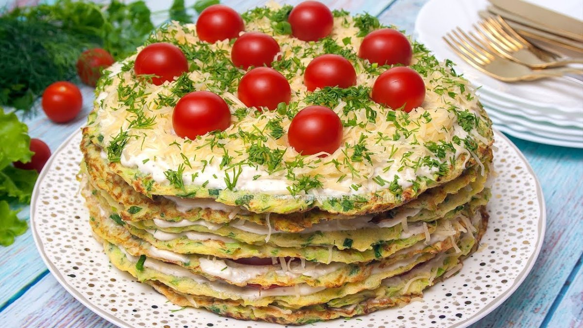 Кабачковый торт с помидорами