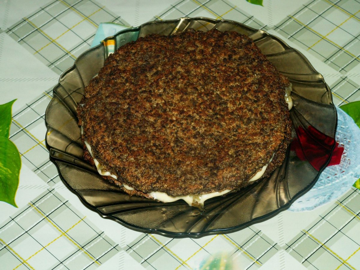 Печёночный торт с грибами
