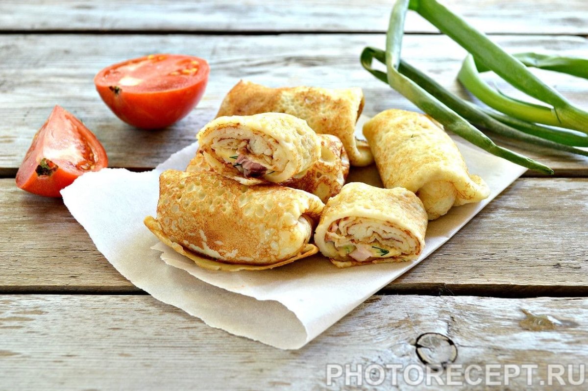 Блинчики с копченой курицей