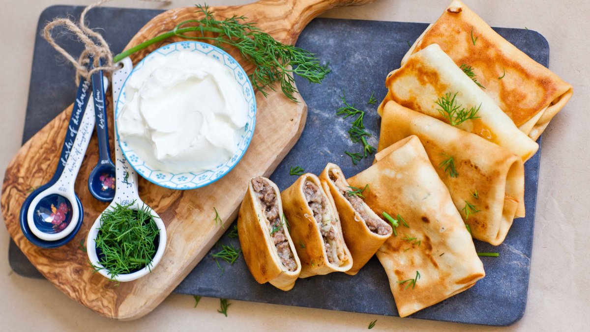 Сырные блинчики с зеленью