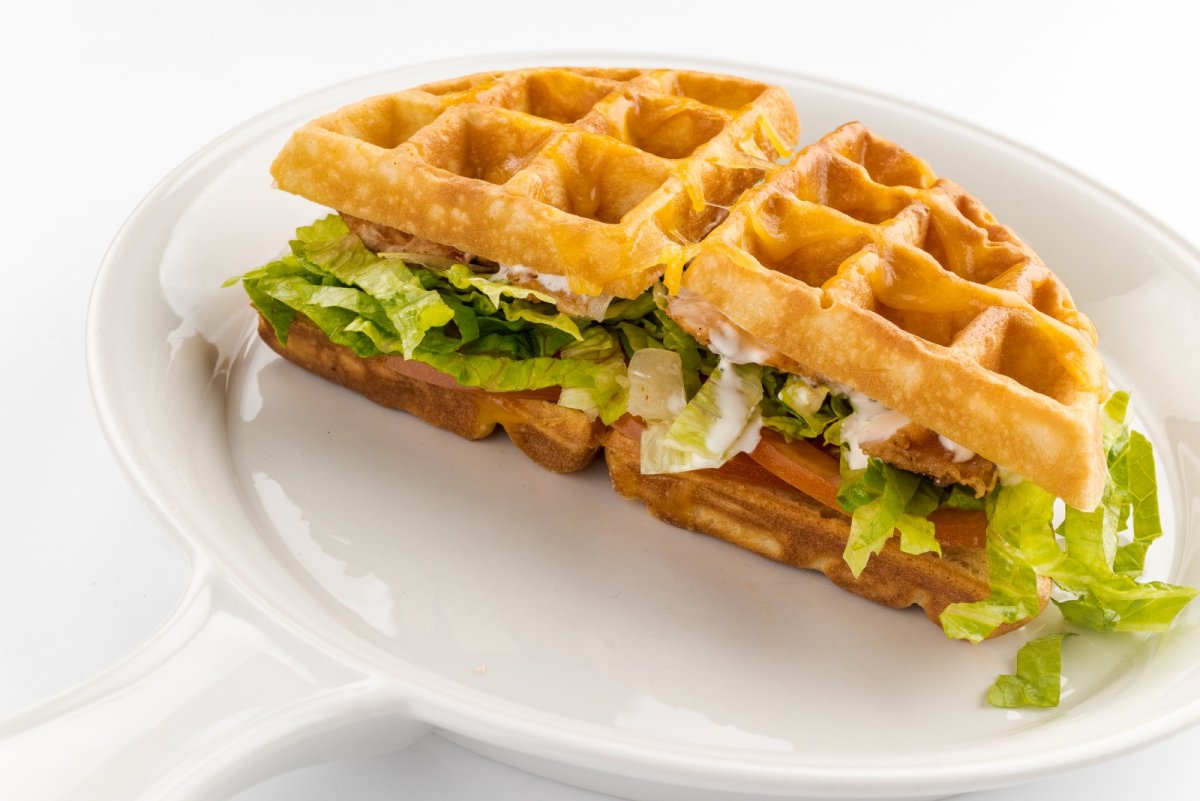 Spinach Waffles with Cheese