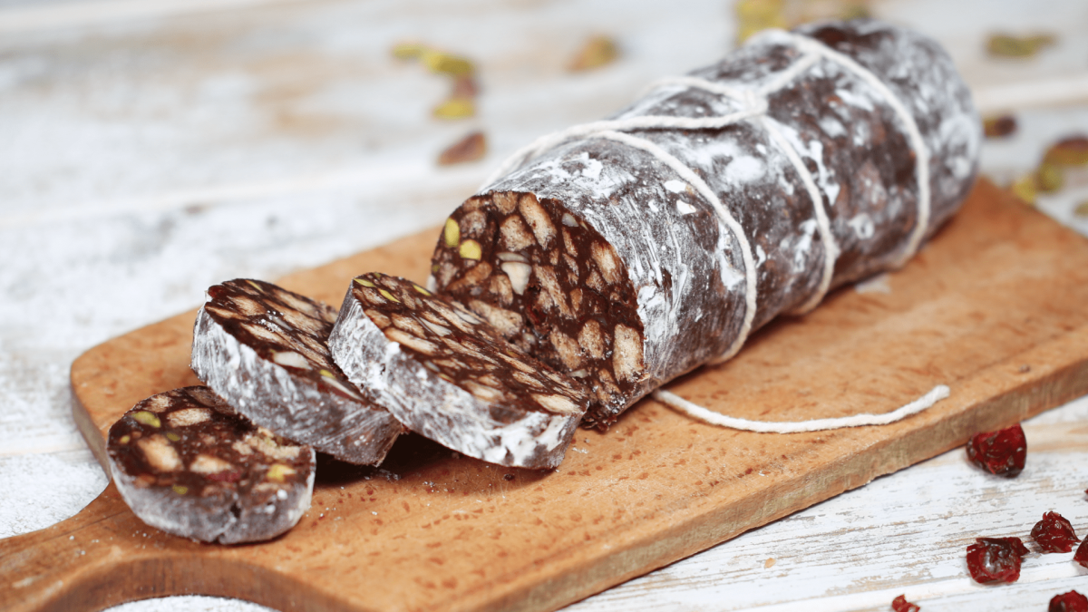 Колбаса к чаю из печенья с какао с маслом