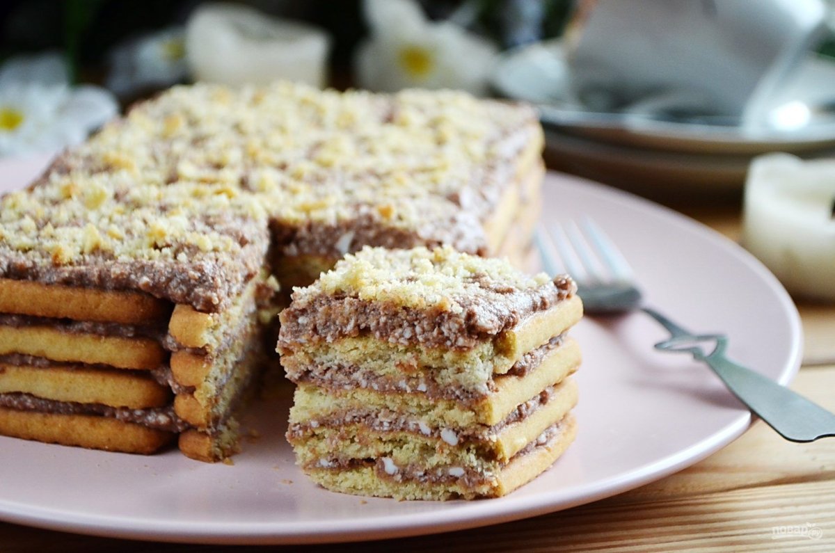 Торт с печеньем и сгущенкой