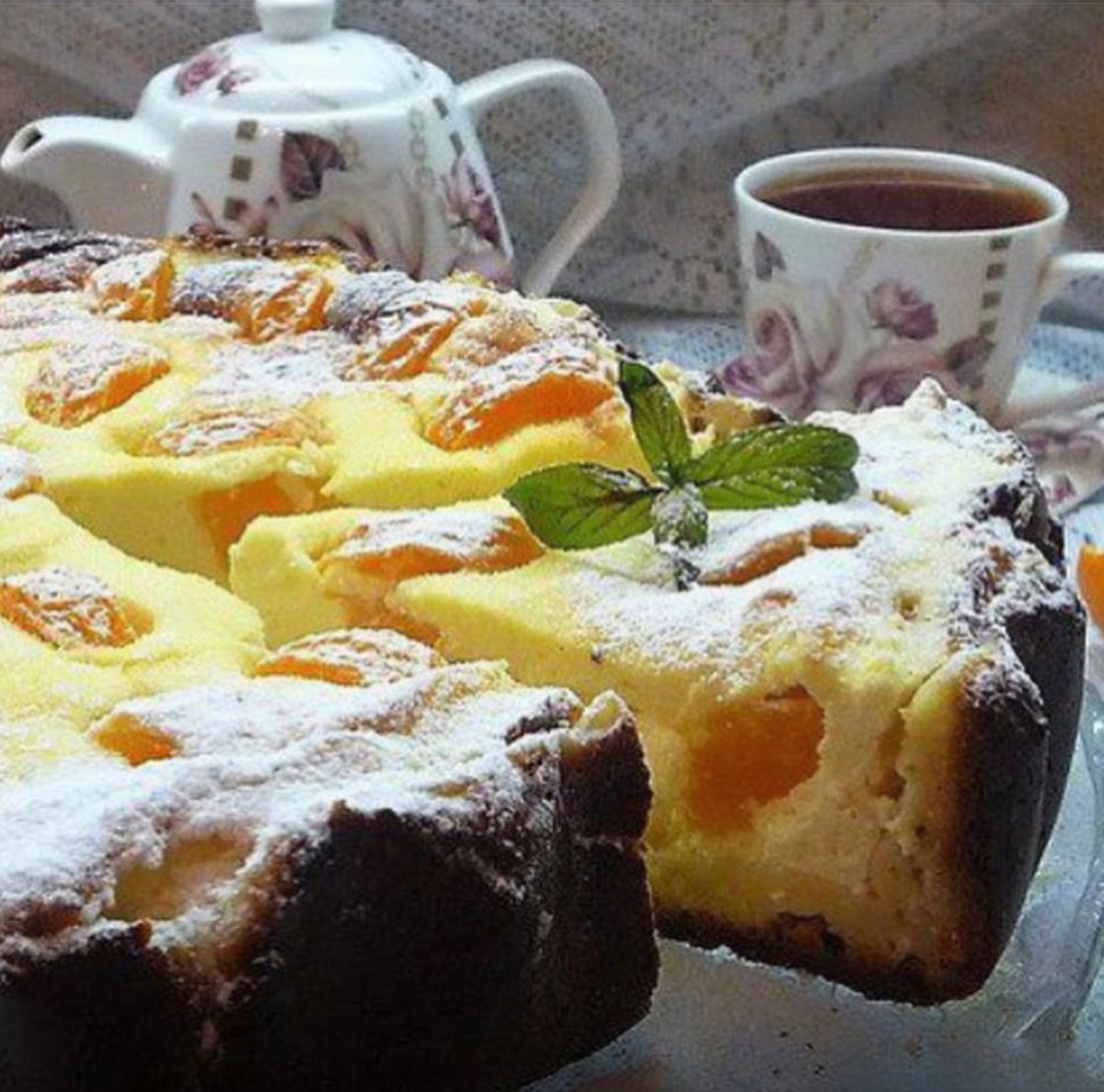 Творожный пирог с абрикосами