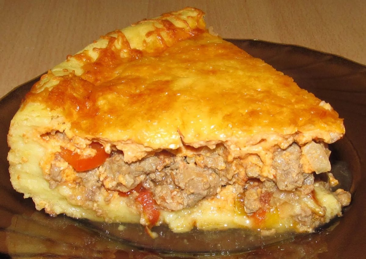 Пирог с фаршем и картошкой