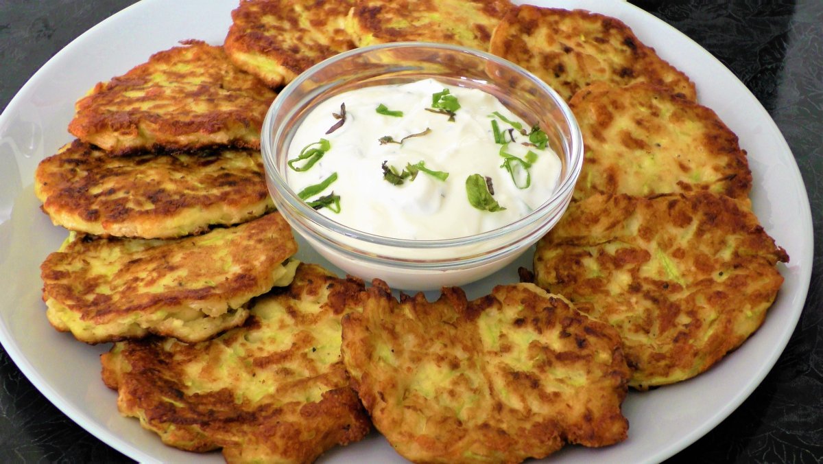 Zucchini Pancakes with Smoked Turkey