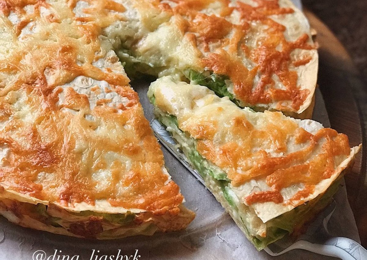 Ленивый пирог с лавашом