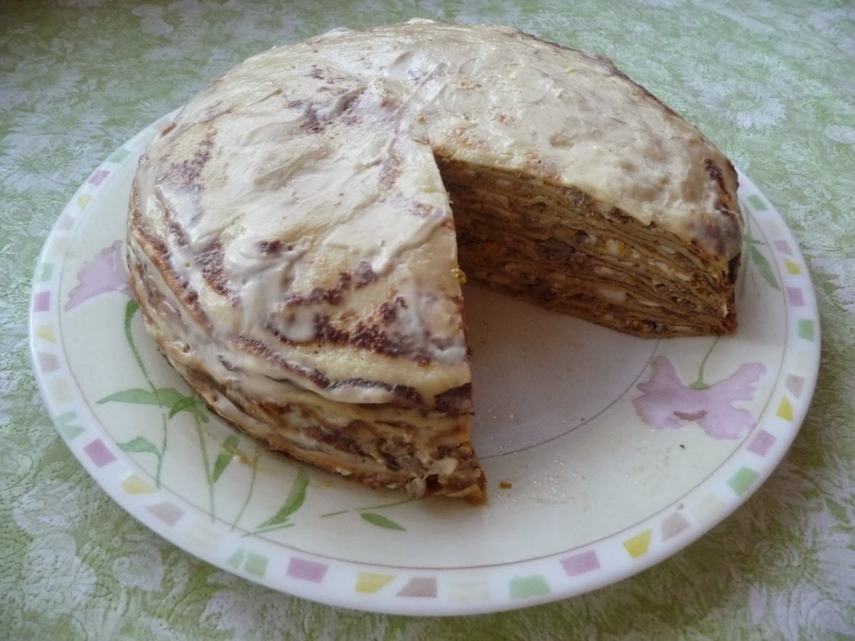 Блинный торт на сковороде
