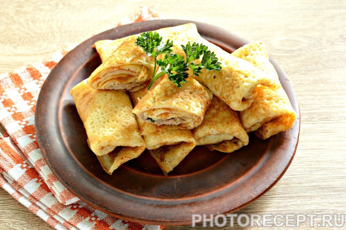 Блины фаршированные мясом