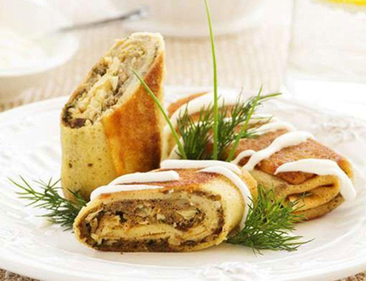 Фаршированные блинчики мешочки