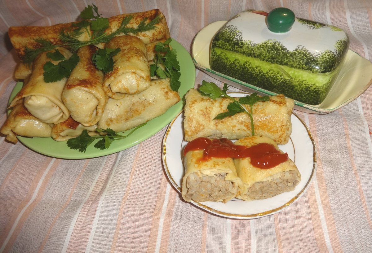 Блины фаршированные мясом