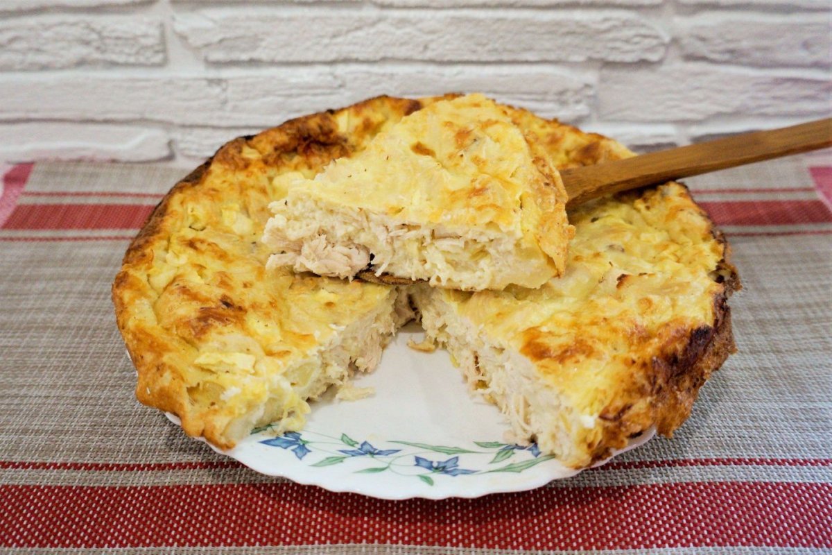 Заливной пирог с курицей и сыром
