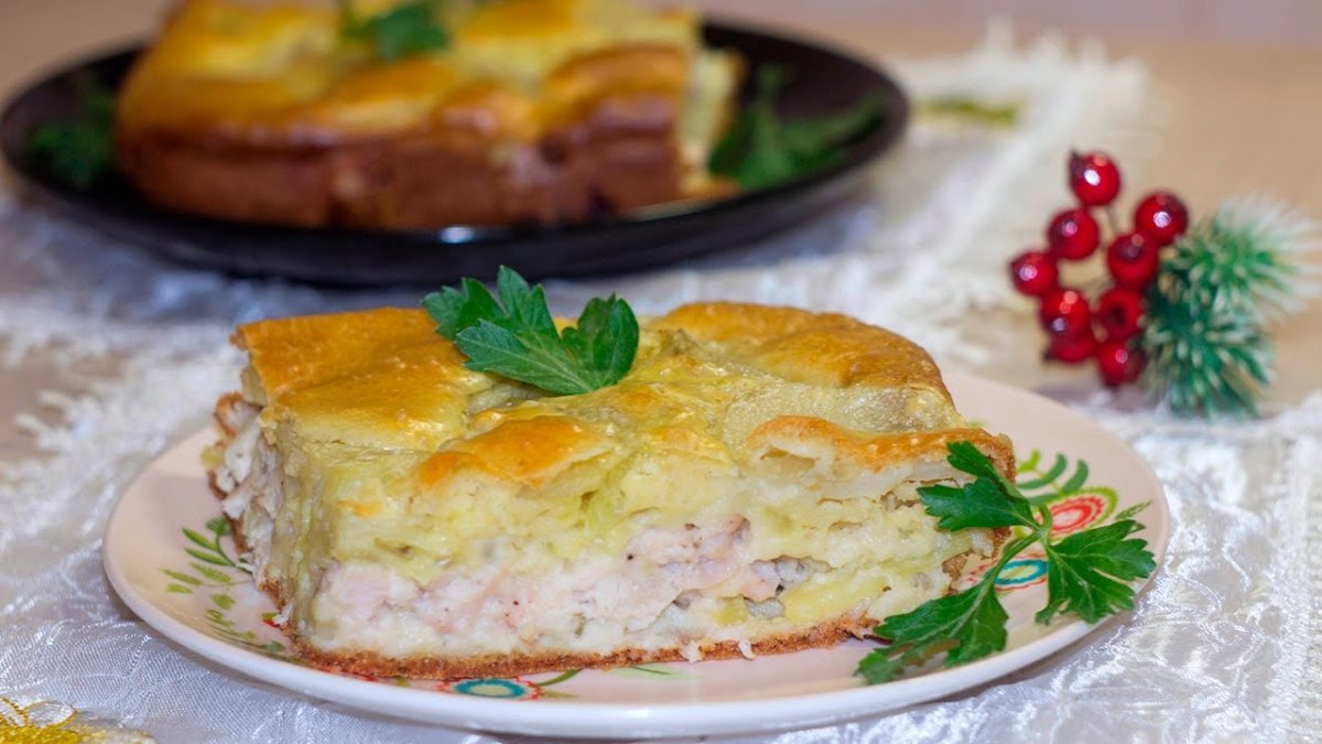 Заливной пирог с курицей
