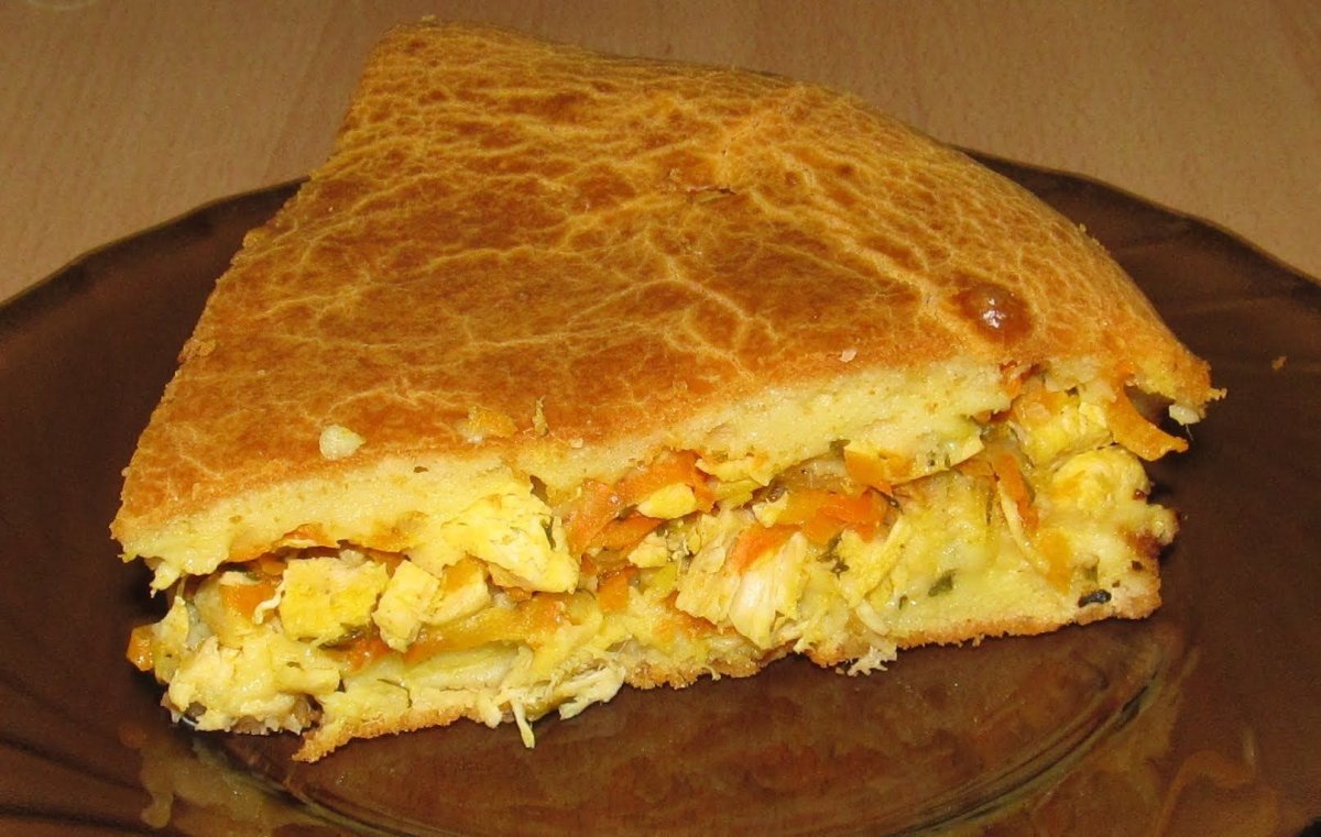 Заливной пирог с курицей и картошкой
