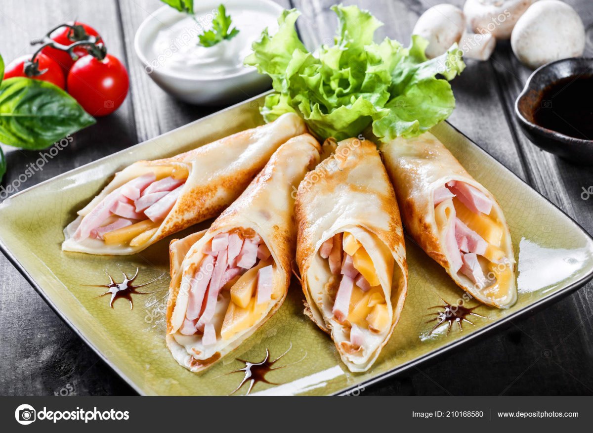 Блины с начинкой из ветчины