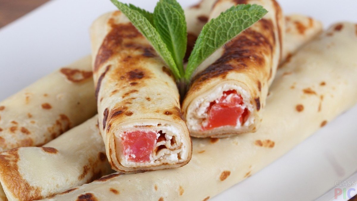 Блинчики с семгой и маскарпоне