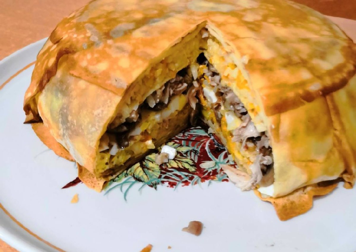 Блинный пирог курник