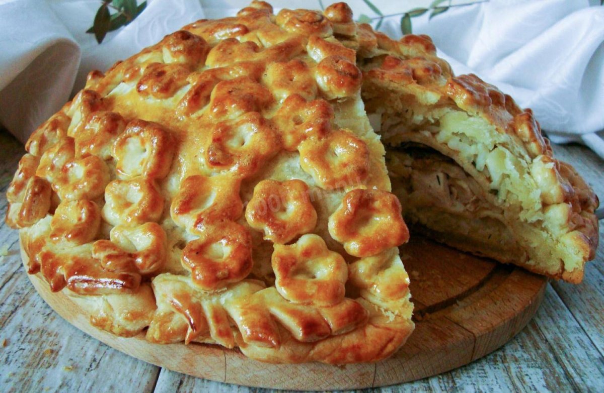Блинный торт с грибами