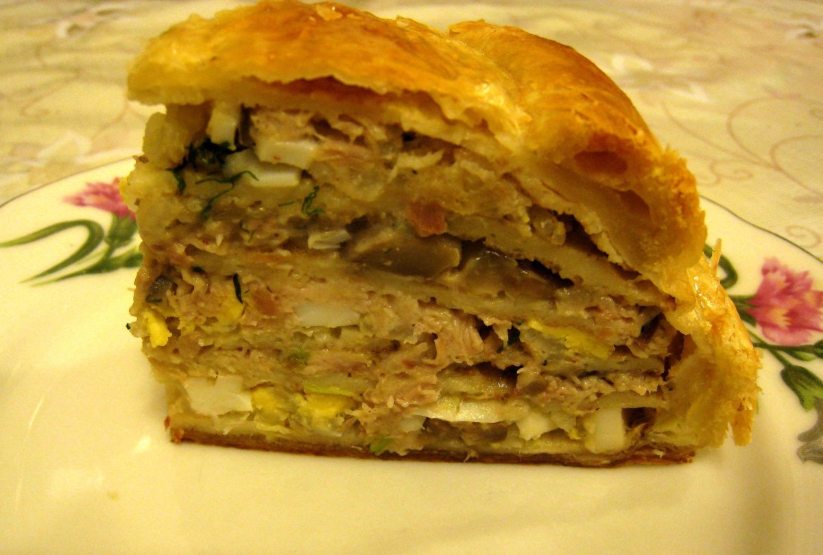 Блинный пирог курник